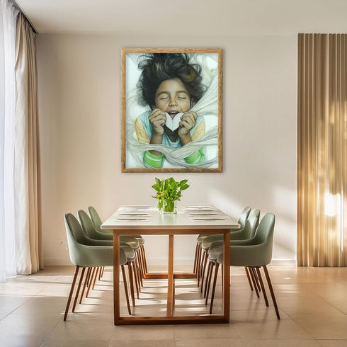 Posterizer 1 pcs-cute child holding a heart-Valentine's day inspired art-Romantic Art-Kids Room Art-Gift for Daughter, Son, Kids- unframed wall ar...