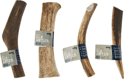 Amazon Brand - Wag Dog Elk Antler Chew, Naturally Shed, Whole, Large 8-9.5 inches (Best for Dogs 30-45 lbs), 3.60 Ounce (Pack of 1)...