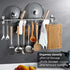 ASkinds Utensil Hanging Rack Stainless Steel Rail Hanger Rod Wall Mounted Pot Pan Lid Holder Cookware Storage Organizer with Sliding Hooks for Kit...