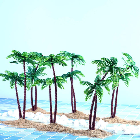 Jovitec 16 Pieces Plastic Palm Tree Cake Topper Small Green Palm Coconut Tree Cake Decorations 5.5 Inch Hawaiian Tropical Cupcake Topper...