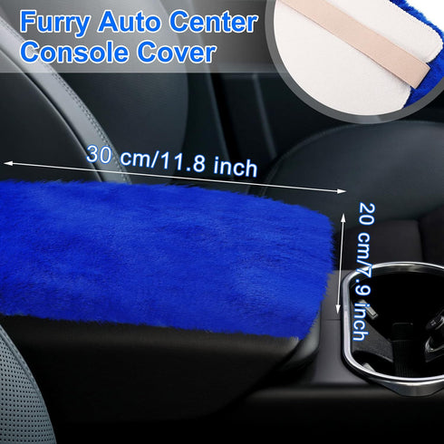 10 Pieces Fluffy Steering Wheel Covers Handbrake Cover Seat Belt Shoulder Pads Gear Shift Cover Diamond Coaster Ignition Ring Ball Key Chain Armre...
