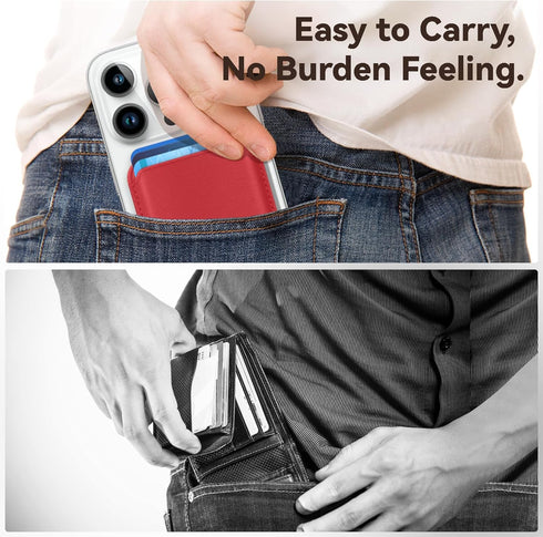 Stronger Magnetic Cell Phone Card Holder for iPhone 15 Series, RFID Magsafe Wallet Leather Phone Wallet Stick on Series of iPhone 14/13/12 Pro/Pro...