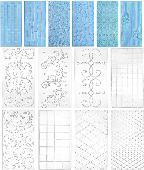 Tosnail 14 Pieces Fondant Impression Mats Molds Lace Embossing Mat for Gum Paste, Cupcake, Biscuits, Fondant Cake, Wedding Cake Decoration...