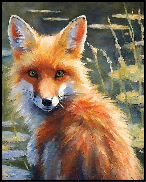 Posterizer 1 pcs- Oil painting style print of a red fox-Art for Animal Lovers-Floral Botanical Art- Gift for Men Women Entrepreneur Teens-Decor fo...