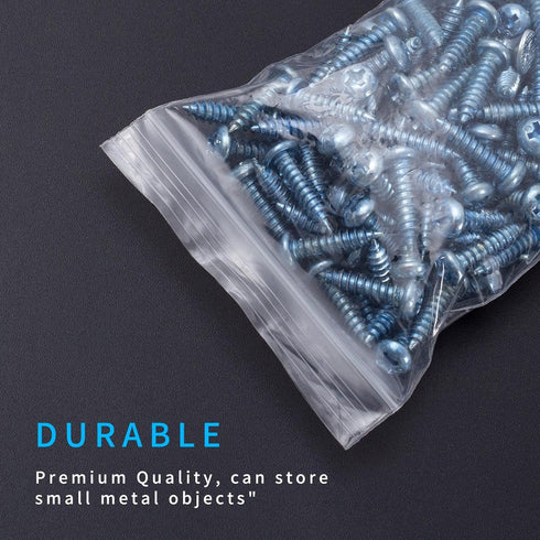 Small Plastic Bags, 400 PCS Mini Baggies, 4 Assorted Sizes, Transparent Jewelry Bags, Mini Zip lock Bags, Resealable Poly Bags for Pill, Beads, Sc...