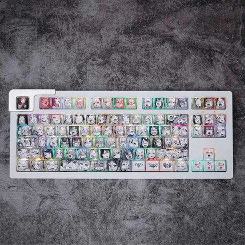 Gliging Translucent Keycaps PBT Dye Sublimation OEM Profile 108 Keycap Set Japanese Anime Keycap Keyset with Puller for Cherry Mx Gateron Kailh Sw...