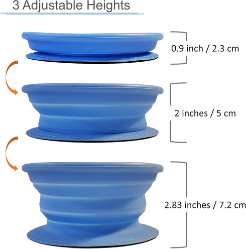 Portable Collapsible Foldable Expandable Double Large Silicone Pet Dish Bowls with Carabiner & Shoulder Strap, for Travel, Hiking and Camping, Fee...