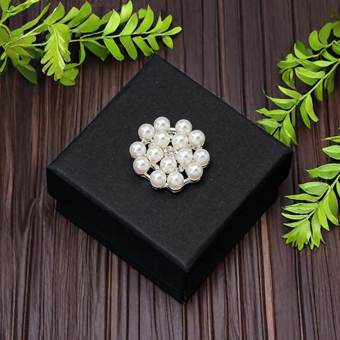 24 pcs Pearl Buttons Rhinestone Crystal Silver Flatback Beads Brooches Elegant Embellishment Accessory DIY Craft for Wedding Party Bags Shoes Dres...