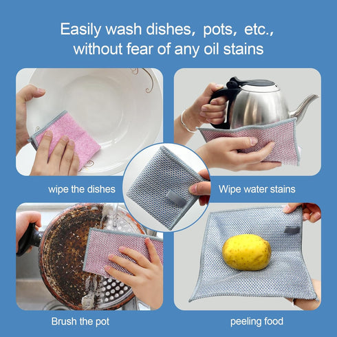 Multipurpose Wire Dishwashing Rags for Wet and Dry?Dish Rags for Washing Dishes, Non Scratch Wire Dishcloth? Wire Dishcloths for Kitchen? Wire Mir...