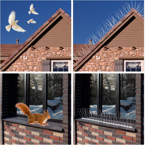 Bird Spikes, 4 Pack Pigeon Spikes of Stainless Steel for Outside to Keep Birds Away, Bird Scare Devices for Small Bird Cat Squirrel, Pigeon Spikes...