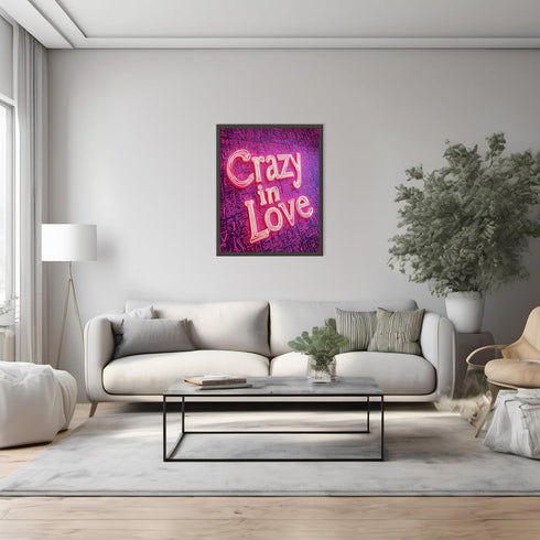 Posterizer 1 pcs-crazy in love-neon art-Valentine's inspired poster-Romantic Art-Holiday Poster Collection-Gift for Couples boyfriend girlfriend H...