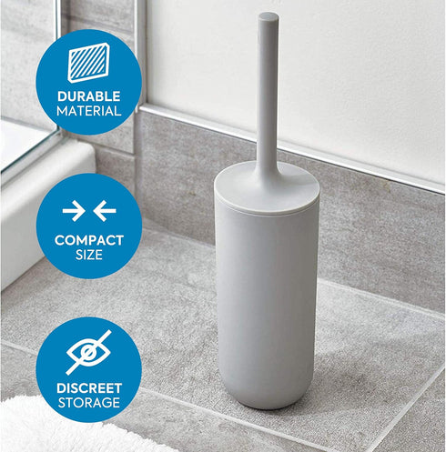 iDesign Cade Bowl Brush and Holder, Toilet Cleaning Set for Bathroom, Matte Gray 2 Each...