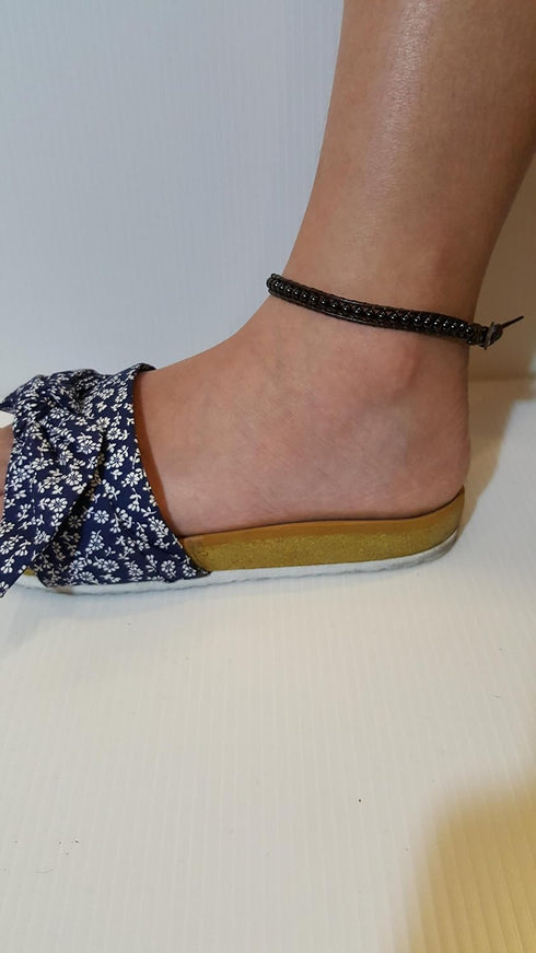 Infinityee888 Onyx Bead Anklet bracelet 10-10.5 inches woven with Leather cord beautiful handmade hippie bohemian Unisex Anklet Gift Idea for Both...