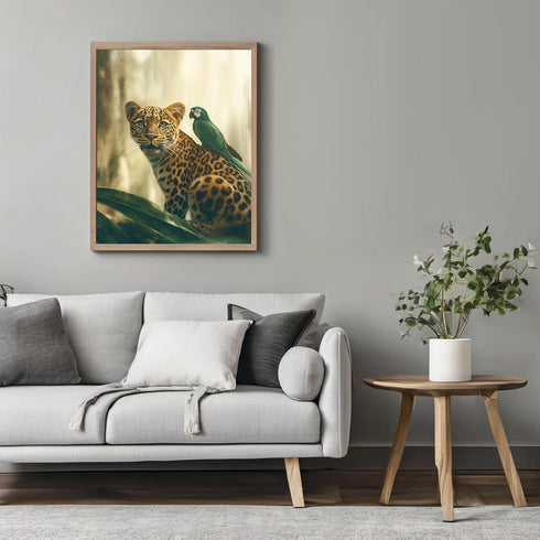 Posterizer-jungle scene with animals-tiger and parrot friends-Abstract & Modern Art-Art for Animal Lovers-Decor for Home & Office- unframed wall a...