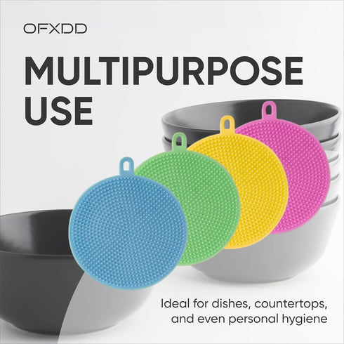 Silicone Sponge 8 Pcs - Heat Resistant Silicone Scrubber - Washing Silicone Dish Scrubber - Double Sided Food Grade Silicone Sponge for Cleaning...
