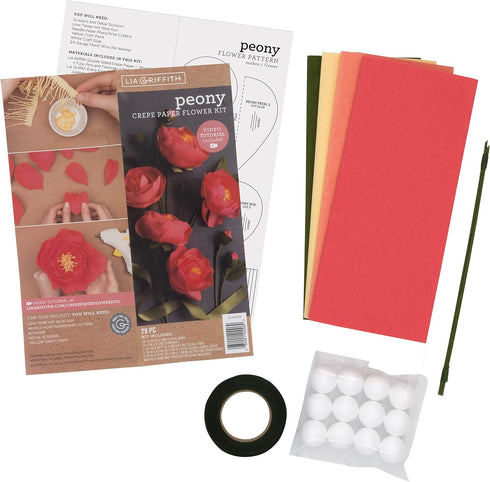 Lia Griffith LG40006 Crepe Paper Kit, Peony Flowers, Sizes, Colors may vary, 29 Count...