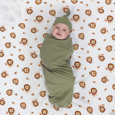 Miracle Baby Swaddle Blanket and Hat Set Newborn Swaddle Wrap Soft Stretchy Receiving Blanket for Baby Boys Girls, Large 47 x 47 inches (Lion)...
