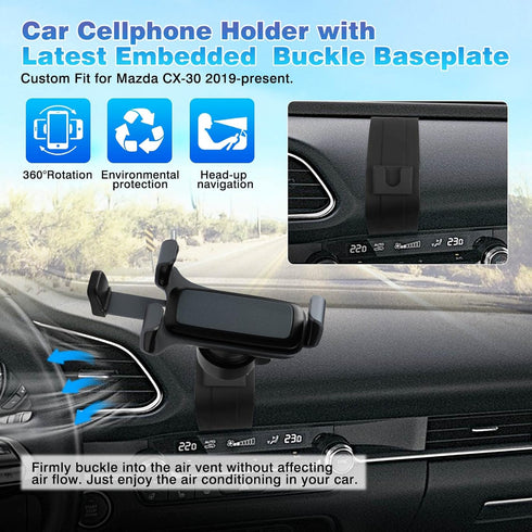 Car Phone Holder for 2019-2023 2024 Mazda CX-30 Accessories Air Vent Cell Phone Mount Handsfree Thick Case Friendly Car Mount for 4-7 inch Phone S...
