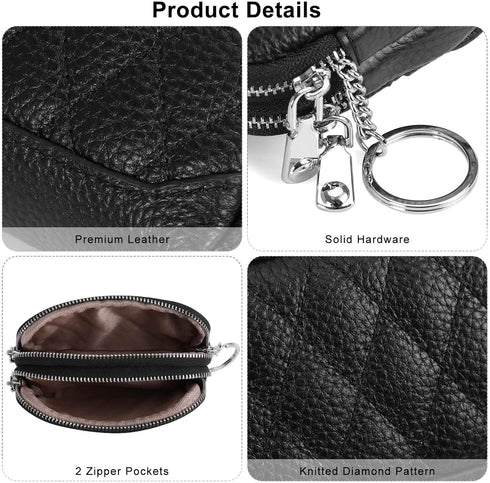 XEYOU Small Coin Purse Pouch Wallet Genuine Leather Change Coin Purse Holder for Women with Keychain Ring...
