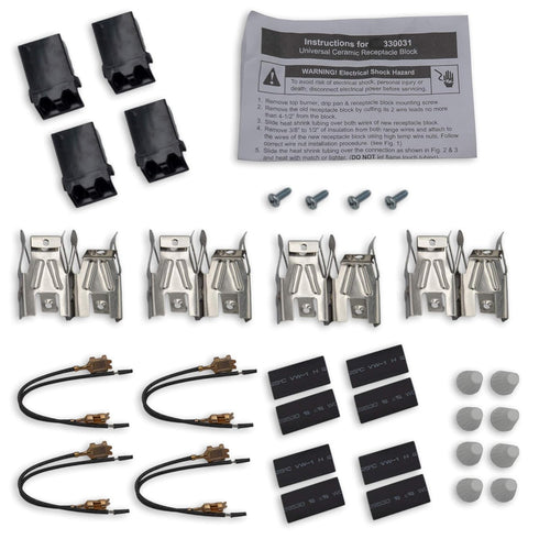 Supplying Demand 330031 5303935058 4 Pack Electric Range Top Burner Receptacle and Wire Replacement Kit...