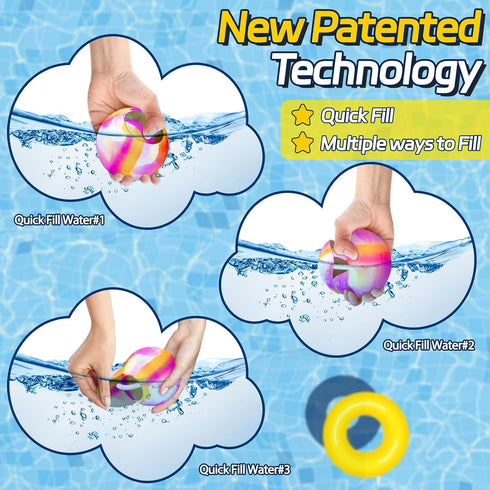 8 Pack Reusable Water Balloons, Summer Pool Toys Water Bomb Balls for Boys Girls Age 3 4-7 8-12 Gift, Self-Sealing Quick Fill Water Balloons for K...