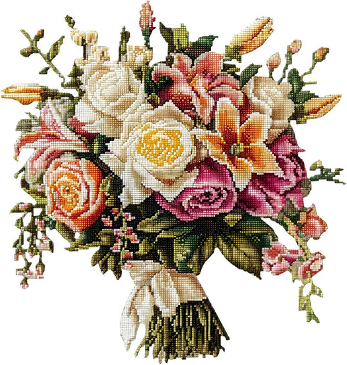Xinpinzhou 11ct Cross Stitch Kits, 11 CT Funny Pre Printed Counted Stamped Cross Stitch Embroidery Needlepoint Needlework Bouquet of Flowers Patte...