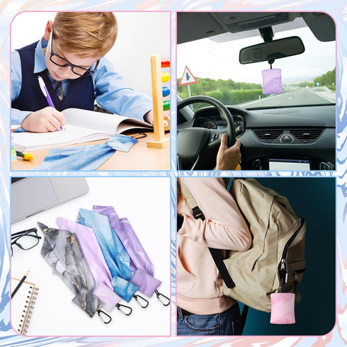 10 Pcs Microfiber Cleaning Cloth with Open Pouch and Hanging Ring Cute Marble Design Microfiber Cloth Soft Glasses Cleaner Cloth for Eyeglasses Ca...