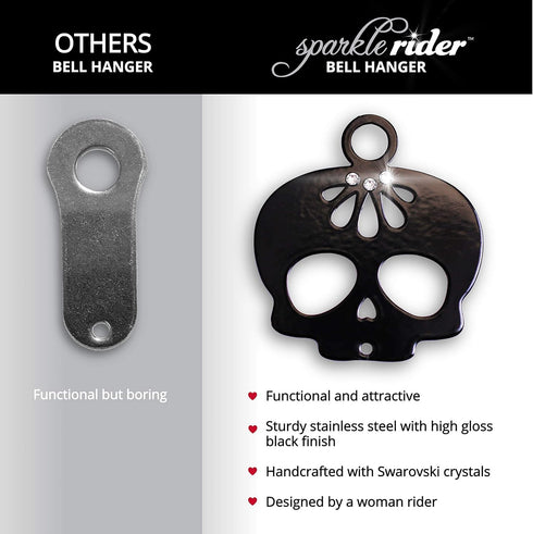 Sparkle Rider Sugar Skull Bell Hanger Mount with Swarovski Crystals | Decorative Bracket to Attach Gremlin, Guardian, Harley Motorcycle Bells | Cu...