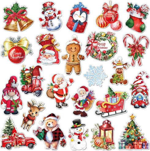 24 Pieces Christmas Refrigerator Magnets Christmas Santa Claus Gnome Snowflake Magnets Decorative Car Fridge Magnetic Stickers Xmas Magnets Decora...
