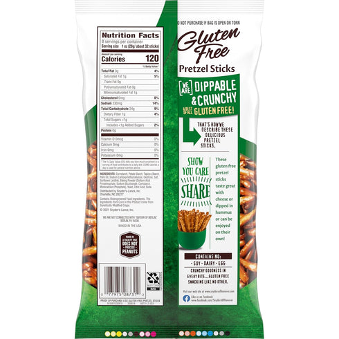 Snyder's of Hanover Pretzels, Gluten Free Pretzel Sticks, 8 Oz...