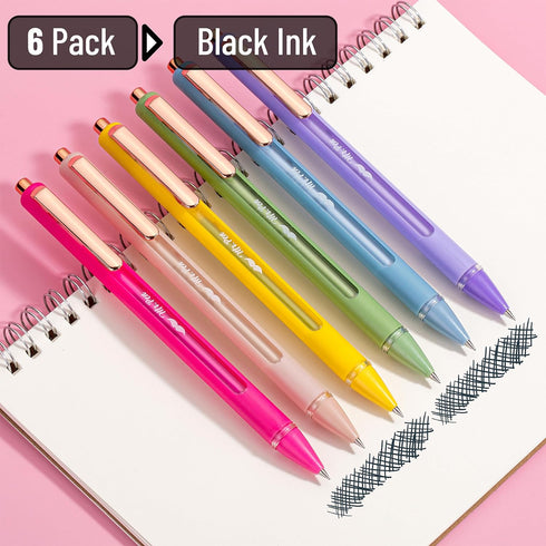 Mr. Pen- Retractable Gel Pens, 6 Pack, Black Ink Gel Pens, Vibrant Barrels, Fast Dry, Gel Pens Fine Point 0.5mm, Retractable Pens, Cute Pens, Gel ...