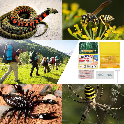 Snake Bite Kit, Bee Sting Kit, Emergency First Aid Supplies, Venom Extractor Suction Pump, Bite and Sting First Aid for Hiking, Backpacking and Ca...