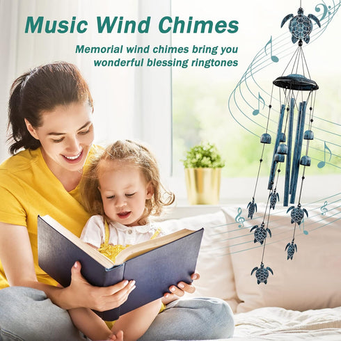 Wind Chimes Sea Turtle Wind Chime for Outside with 4 Aluminum Tubes, Windchimes Outdoors Clearance Home Garden Patio Decor Memorial Wind Chimes fo...