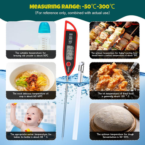 Waterproof Food Thermometer with Long Probe Digital Meat Thermometer for Water, Liquid, Candle and Cooking Instant Read Thermometer for Kitchen BB...