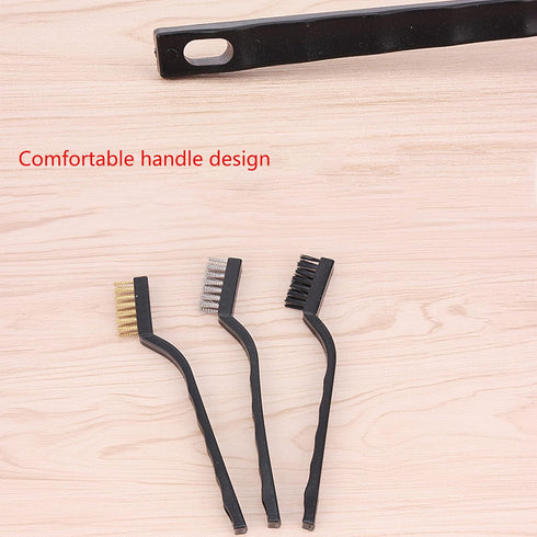 3Pcs Mini Wire Brush Set for Cleaning and Rust Removing, 7 Inch Industrial Wire Brushes of Stainless Steel/Nylon/Brass Bristles...
