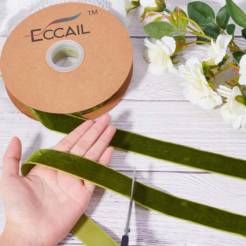 arricraft 18.5 Yards × 1 Inch Single Side Velvet Ribbon, Green Velvet Ribbon,Satin Ribbon Roll for Wedding, Gift Wrapping, Hair Bows, Flower Arran...