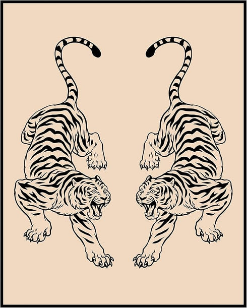 Posterizer 1 pcs-Tiger Minimalist Japanese Wall Art-Art for Animal Lovers-Retro Art- Gift for Men Women Entrepreneur Teens-Chic Home Decor- unfram...