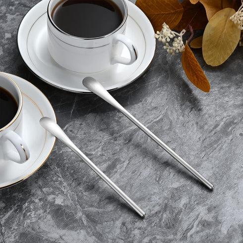 5Inch/12.8cm Coffee Stirrers Spoon,Silver Stainless Steel 304# Coffee Stir Sticks,Round Solid Handle Cocktail Beverage Iced Tea Stirring Stick,Dri...
