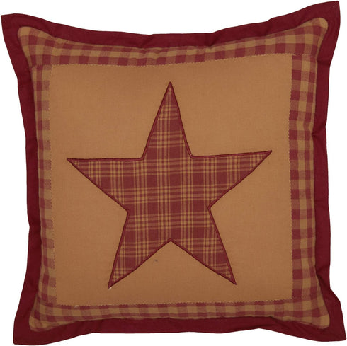 VHC Brands Ninepatch Star Thanksgiving Bedroom Decor, Quilted Pillow, Red, 12x12...