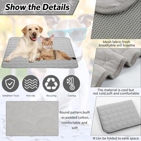 Pet Dog Cooling Bed Mats,Self Cooling Pet Dog Cool Mat Pads for Dogs Cats Indoor and Outdoor (Grey, X-Large)...