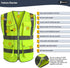 JKSafety 9 Pockets Class 2 High Visibility Zipper Front Safety Vest With Reflective Strips,Meets ANSI/ISEA Standard (Large, 150-Yellow)...
