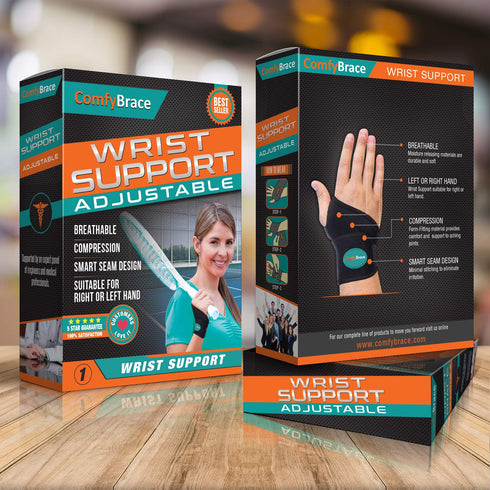 ComfyBrace Premium Lined Wrist Wrap/Carpal Tunnel Wrist Brace/Arthritis Hand Support - Fits Both Hands - Adjustable - Fitted (Day Brace, One Size)...