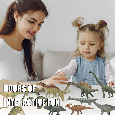 Mini Jurassic Dinosaur Figures Set 12 Pcs Plastic Rubbery Educational Action Playset for Children Science Play Best for Birthday Party Favors (Jur...