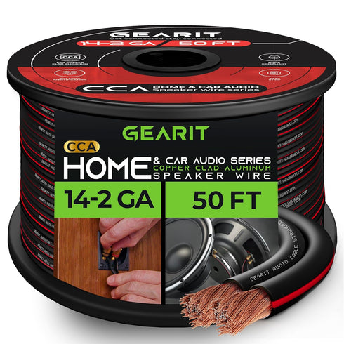 14AWG Speaker Wire, GearIT Pro Series 14 AWG Gauge Speaker Wire Cable (50 Feet / 15.24 Meters) Great Use for Home Theater Speakers and Car Speaker...