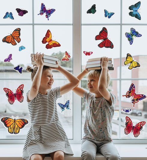 Iconikal Static Cling Window Decorations, Butterfly, 100-Count...