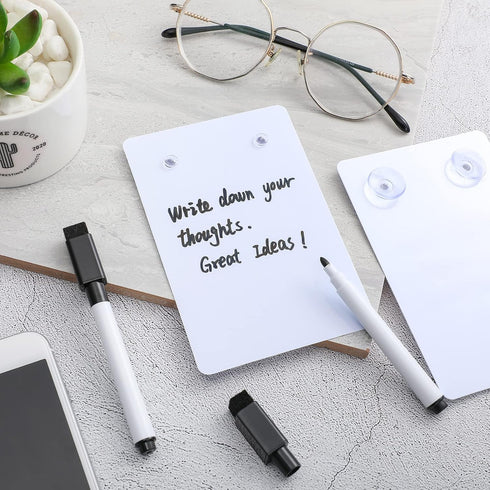 2 Pieces Shower Whiteboard with Suction Cup Waterproof Shower Board with Pen Waterproof White Board Writing on The Bathroom Wall with Pen for Home...