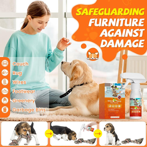 Bitter Apple Spray for Dogs to Stop Chewing, Anti Chew Behavior Training Aid for Dogs and Cats, Bitter Yuck Spray for Dogs Prevent Chewing Licking...