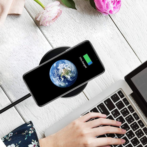 Wireless Charger Ultra Slim 10W Fast Wireless Charging Station Black Qi-Certified?Universal Wireless Charging Station Pad Compatible with Smart Ph...