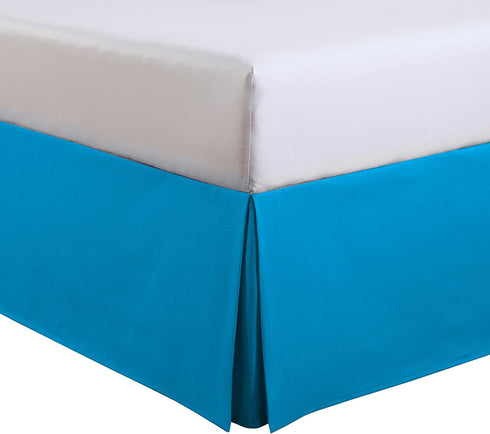 FRESH IDEAS Ideas Kids Twin Bed Skirt - Lux Hotel Tailored Microfiber Bedskirt, Classic 14" Drop Length - Blue...