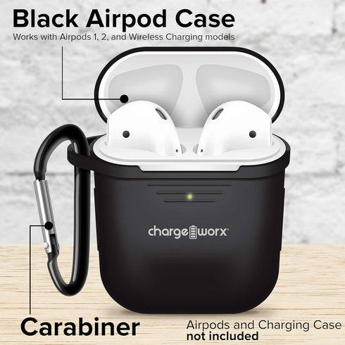 CHARGEWORX AirPods Case Cover Bundle for 1st & 2nd Gen AirPods, 9pc Set Includes Silicone Case Cover, 2pc Watchband Holders, 2pc Pairs Earhooks, 2...